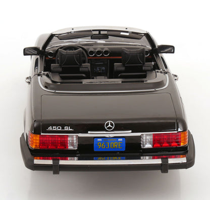 KK Scale 1985 Mercedes-Benz S Class 450 SL (R107) Convertible (American Gigilo) Black Metallic 1:12