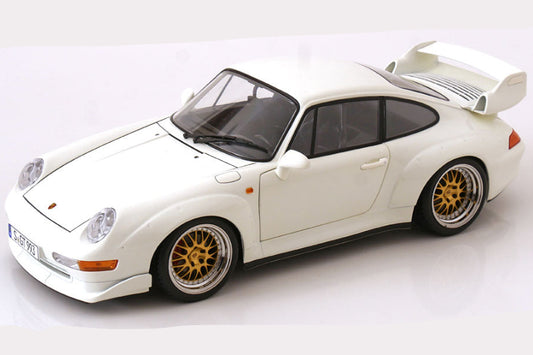 KK Scale 1996 Porsche 911 993 GT2 w/ Gold BBS Wheels White 1:12