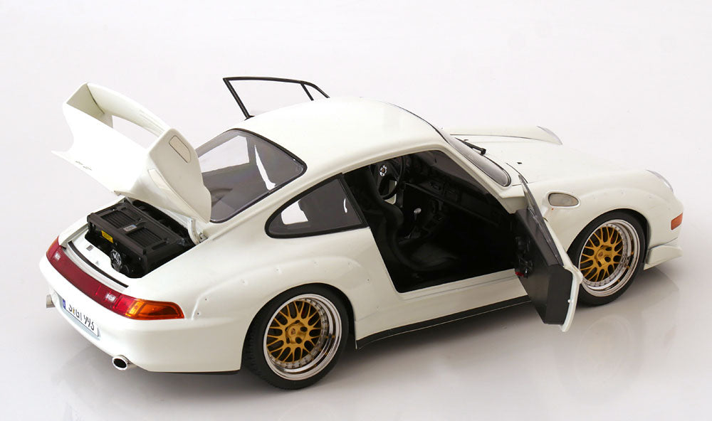 KK Scale 1996 Porsche 911 993 GT2 w/ Gold BBS Wheels White 1:12