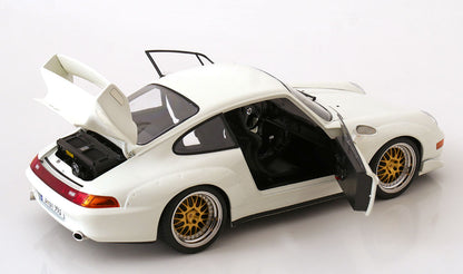 KK Scale 1996 Porsche 911 993 GT2 w/ Gold BBS Wheels White 1:12