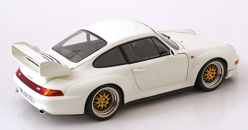 KK Scale 1996 Porsche 911 993 GT2 w/ Gold BBS Wheels White 1:12