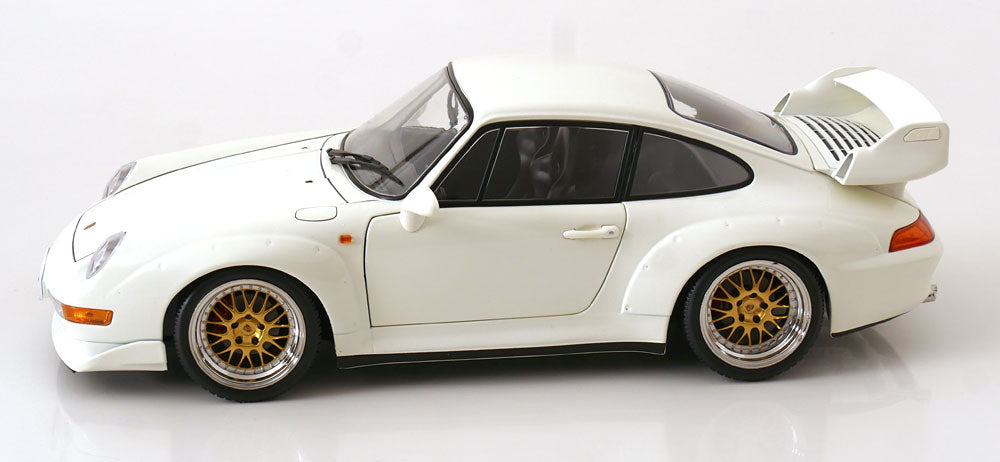 KK Scale 1996 Porsche 911 993 GT2 w/ Gold BBS Wheels White 1:12