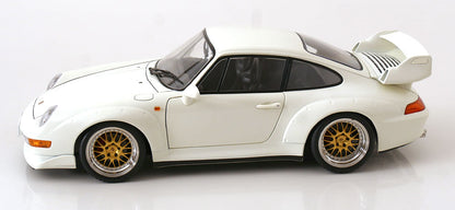 KK Scale 1996 Porsche 911 993 GT2 w/ Gold BBS Wheels White 1:12