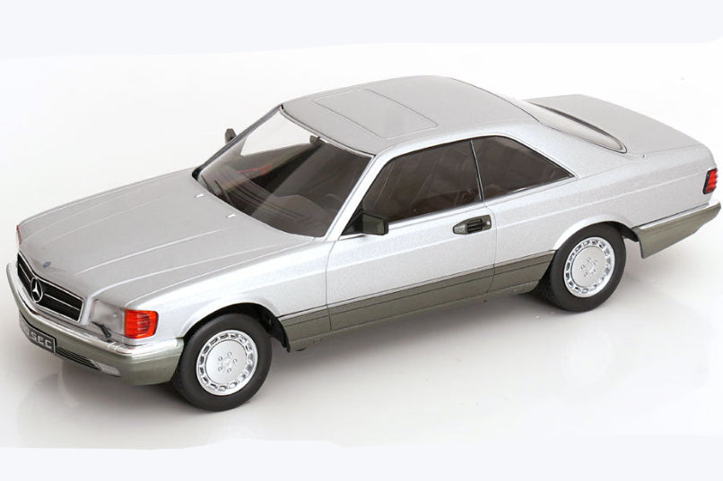 KK Scale 1985 Mercedes-Benz S Class 560 SEC (C126) Coupe Silver 2-Tone 1:18