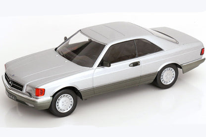 KK Scale 1985 Mercedes-Benz S Class 560 SEC (C126) Coupe Silver 2-Tone 1:18