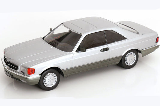 KK Scale 1985 Mercedes-Benz S Class 560 SEC (C126) Coupe Silver 2-Tone 1:18
