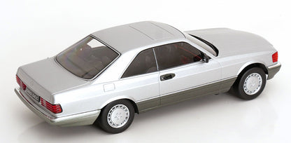 KK Scale 1985 Mercedes-Benz S Class 560 SEC (C126) Coupe Silver 2-Tone 1:18