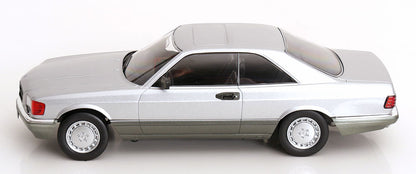 KK Scale 1985 Mercedes-Benz S Class 560 SEC (C126) Coupe Silver 2-Tone 1:18