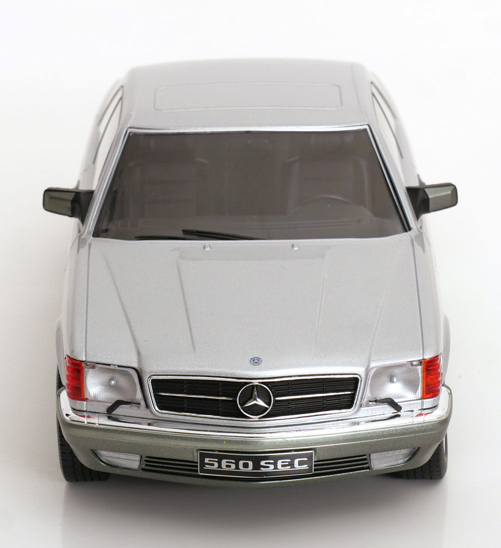 KK Scale 1985 Mercedes-Benz S Class 560 SEC (C126) Coupe Silver 2-Tone 1:18