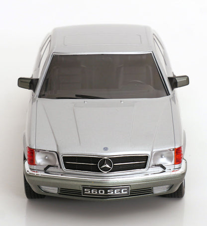 KK Scale 1985 Mercedes-Benz S Class 560 SEC (C126) Coupe Silver 2-Tone 1:18