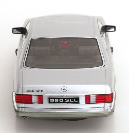 KK Scale 1985 Mercedes-Benz S Class 560 SEC (C126) Coupe Silver 2-Tone 1:18