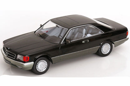 KK Scale 1985 Mercedes-Benz S Class 500SEC (C126) Coupe Black and Grey 1:18