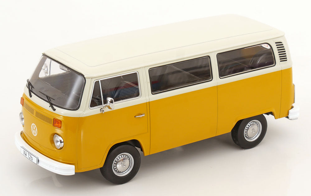 KK Scale 1972 Volkswagen T2b Minibus Yellow & White 1:18