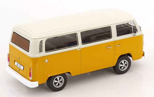KK Scale 1972 Volkswagen T2b Minibus (Fuchs Wheels) Yellow & White 1:18
