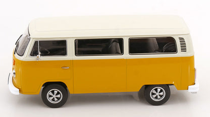 KK Scale 1972 Volkswagen T2b Minibus (Fuchs Wheels) Yellow & White 1:18