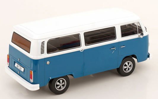 KK Scale 1972 Volkswagen T2b Minibus (Fuchs Wheels) Blue & White 1:18