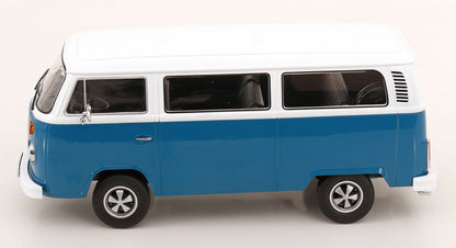 KK Scale 1972 Volkswagen T2b Minibus (Fuchs Wheels) Blue & White 1:18