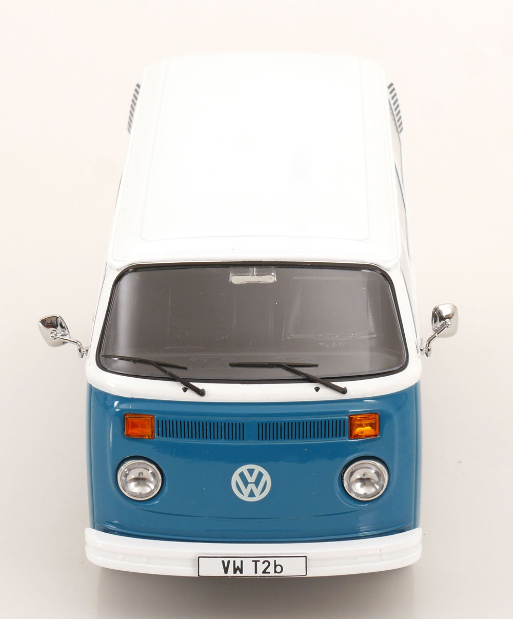 KK Scale 1972 Volkswagen T2b Minibus (Fuchs Wheels) Blue & White 1:18