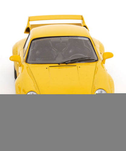 KK Scale 1996 Porsche 911 993 GT2 w/ Gold BBS Wheels Yellow 1:18
