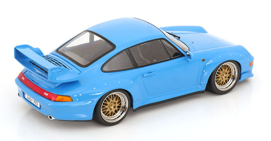 KK Scale 1996 Porsche 911 993 GT2 w/ Gold BBS Wheels Riviera Blue 1:18