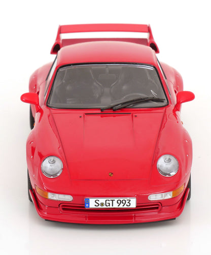 KK Scale 1996 Porsche 911 993 GT2 w/ Gold BBS Wheels Guards Red 1:18