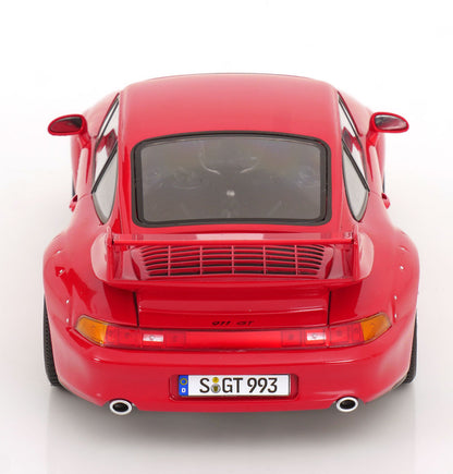 KK Scale 1996 Porsche 911 993 GT2 w/ Gold BBS Wheels Guards Red 1:18