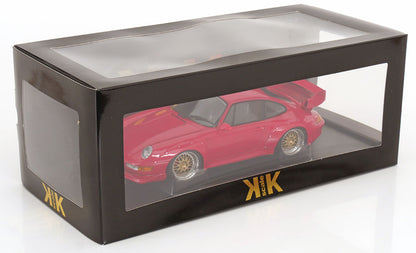 KK Scale 1996 Porsche 911 993 GT2 w/ Gold BBS Wheels Guards Red 1:18