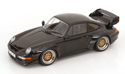 KK Scale 1996 Porsche 911 993 GT2 w/ Gold BBS Wheels Black 1:18