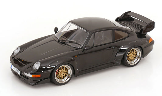 KK Scale 1996 Porsche 911 993 GT2 w/ Gold BBS Wheels Black 1:18