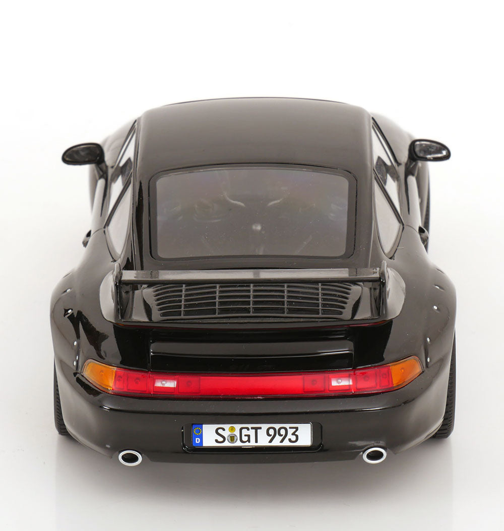 KK Scale 1996 Porsche 911 993 GT2 w/ Gold BBS Wheels Black 1:18