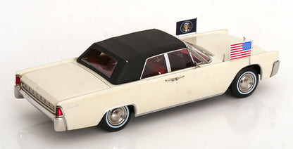 KK Scale 1963 Lincoln Continental Convertible JFK White 1:18