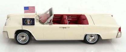 KK Scale 1963 Lincoln Continental Convertible JFK White 1:18