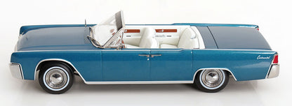 KK Scale 1963 Lincoln Continental Convertible Turquoise Blue 1:18