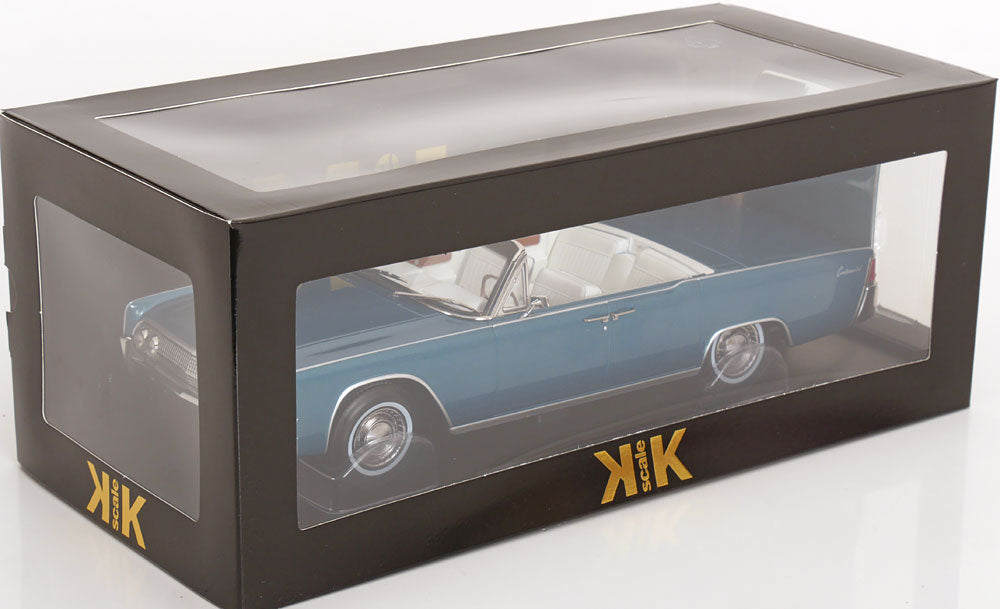 KK Scale 1963 Lincoln Continental Convertible Turquoise Blue 1:18