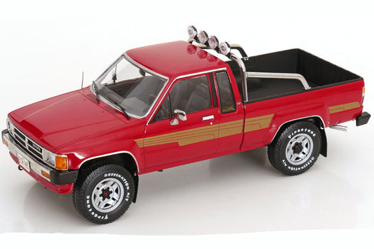 KK Scale 1985 Toyota Hilux Xtra Cab 4x4 Pickup Truck Red 1:18