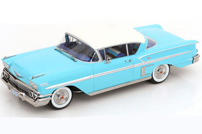 KK Scale 1958 Chevrolet Bel Air Impala Coupe Light Blue & Cream 1:18