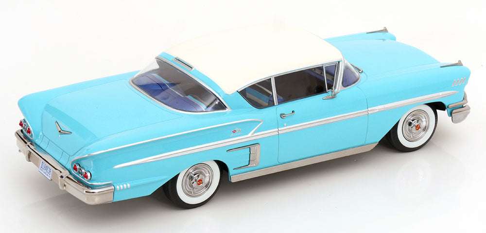 KK Scale 1958 Chevrolet Bel Air Impala Coupe Light Blue & Cream 1:18