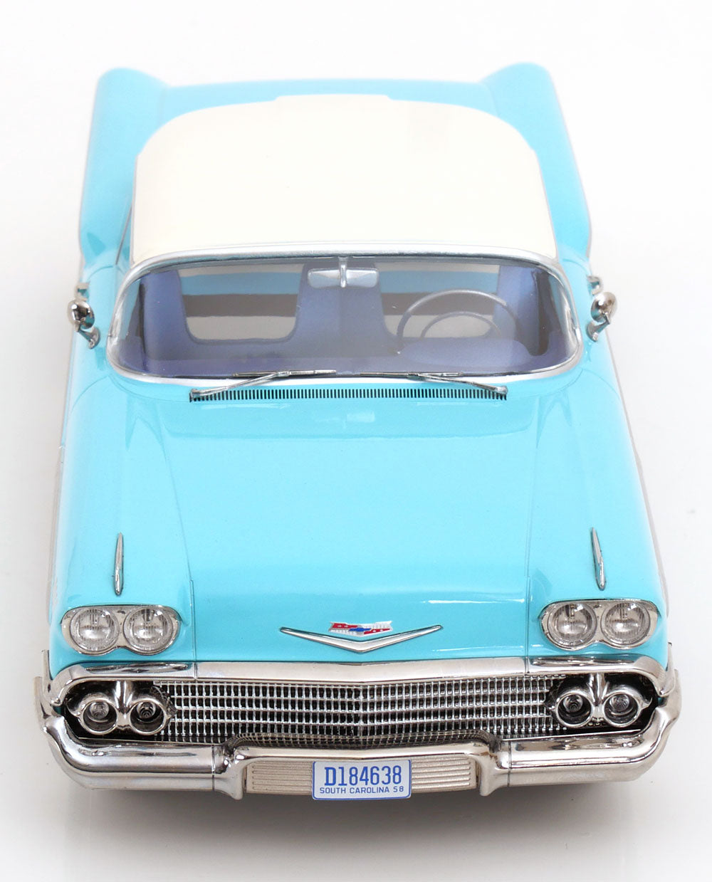 KK Scale 1958 Chevrolet Bel Air Impala Coupe Light Blue & Cream 1:18