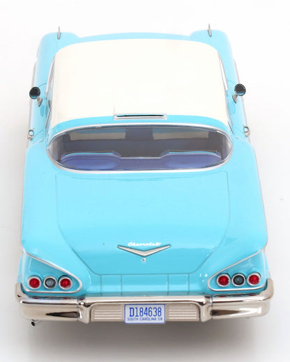 KK Scale 1958 Chevrolet Bel Air Impala Coupe Light Blue & Cream 1:18