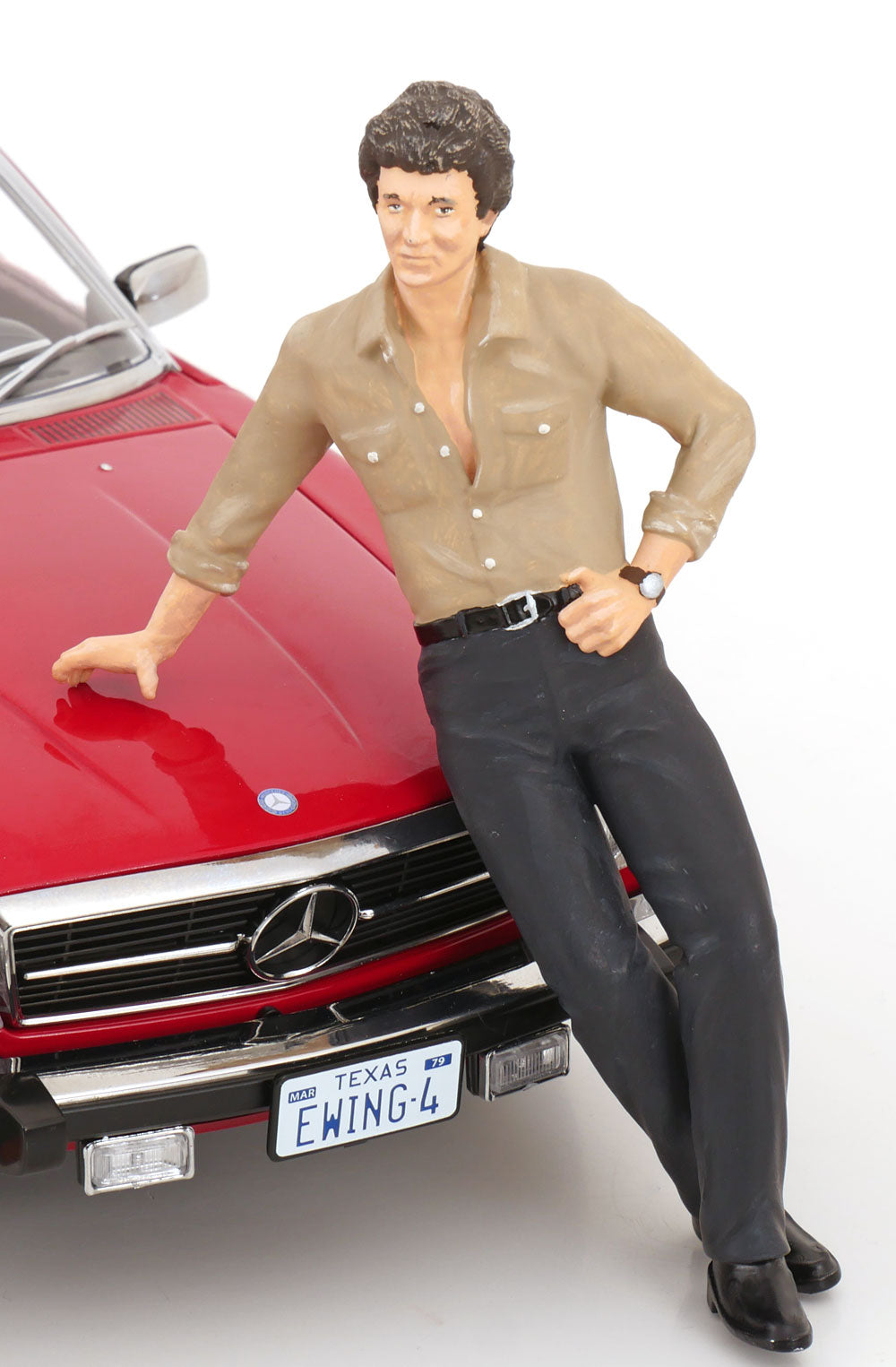 KK Scale 1985 Mercedes-Benz S Class 450 SL (R107) Convertible (Dallas TV Series) Red 1:12