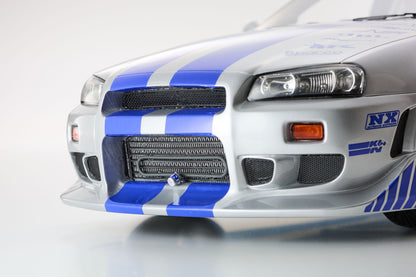 Kyosho 1999 Nissan Skyline GT-R (R34) "2 Fast 2 Furious" Silver & Blue 1:12