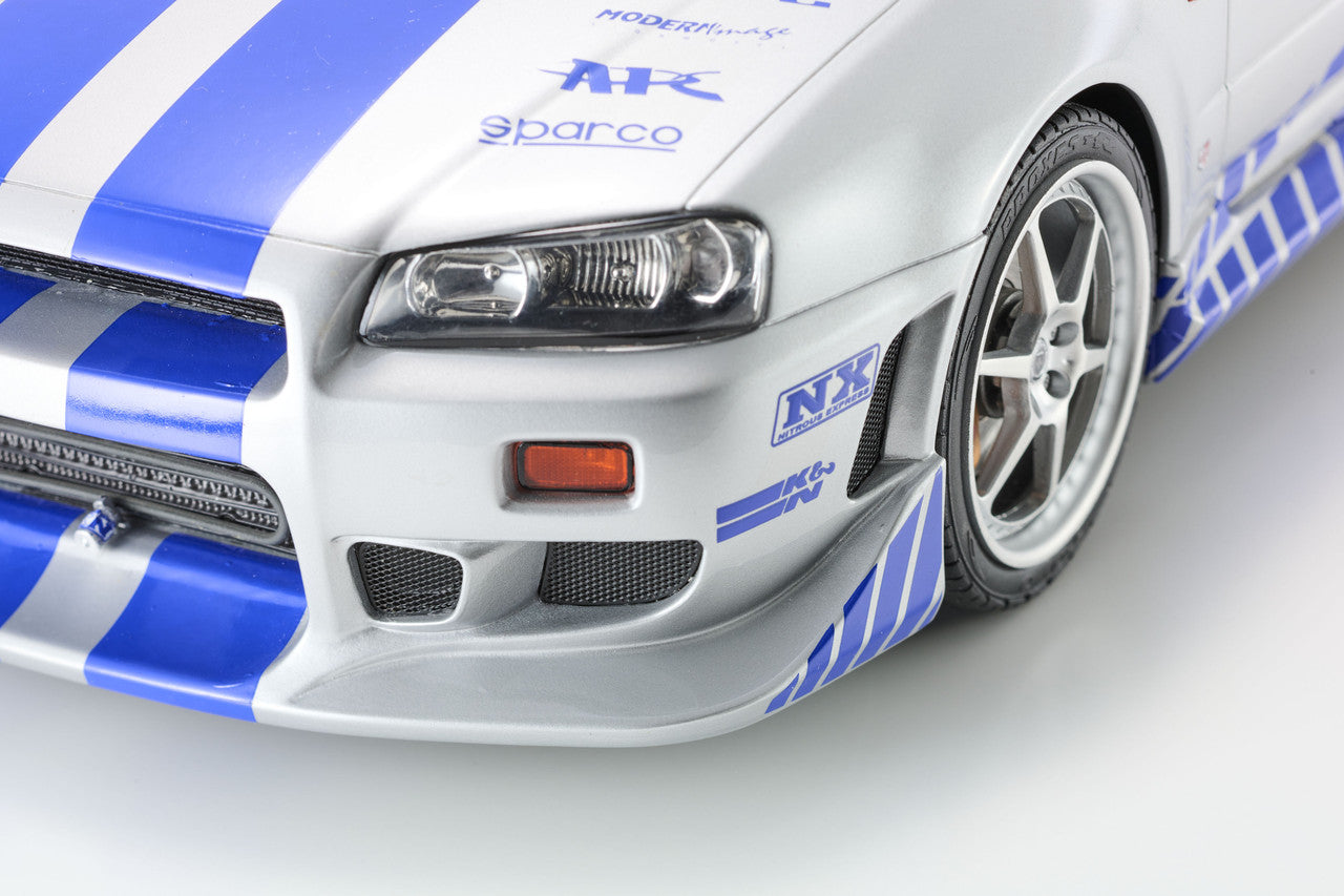 Kyosho 1999 Nissan Skyline GT-R (R34) "2 Fast 2 Furious" Silver & Blue 1:12