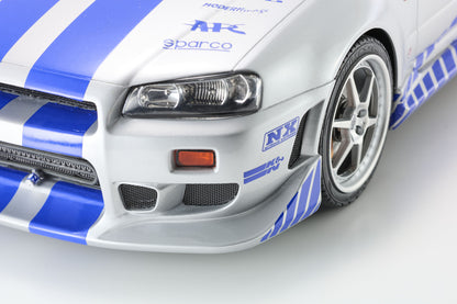 Kyosho 1999 Nissan Skyline GT-R (R34) "2 Fast 2 Furious" Silver & Blue 1:12