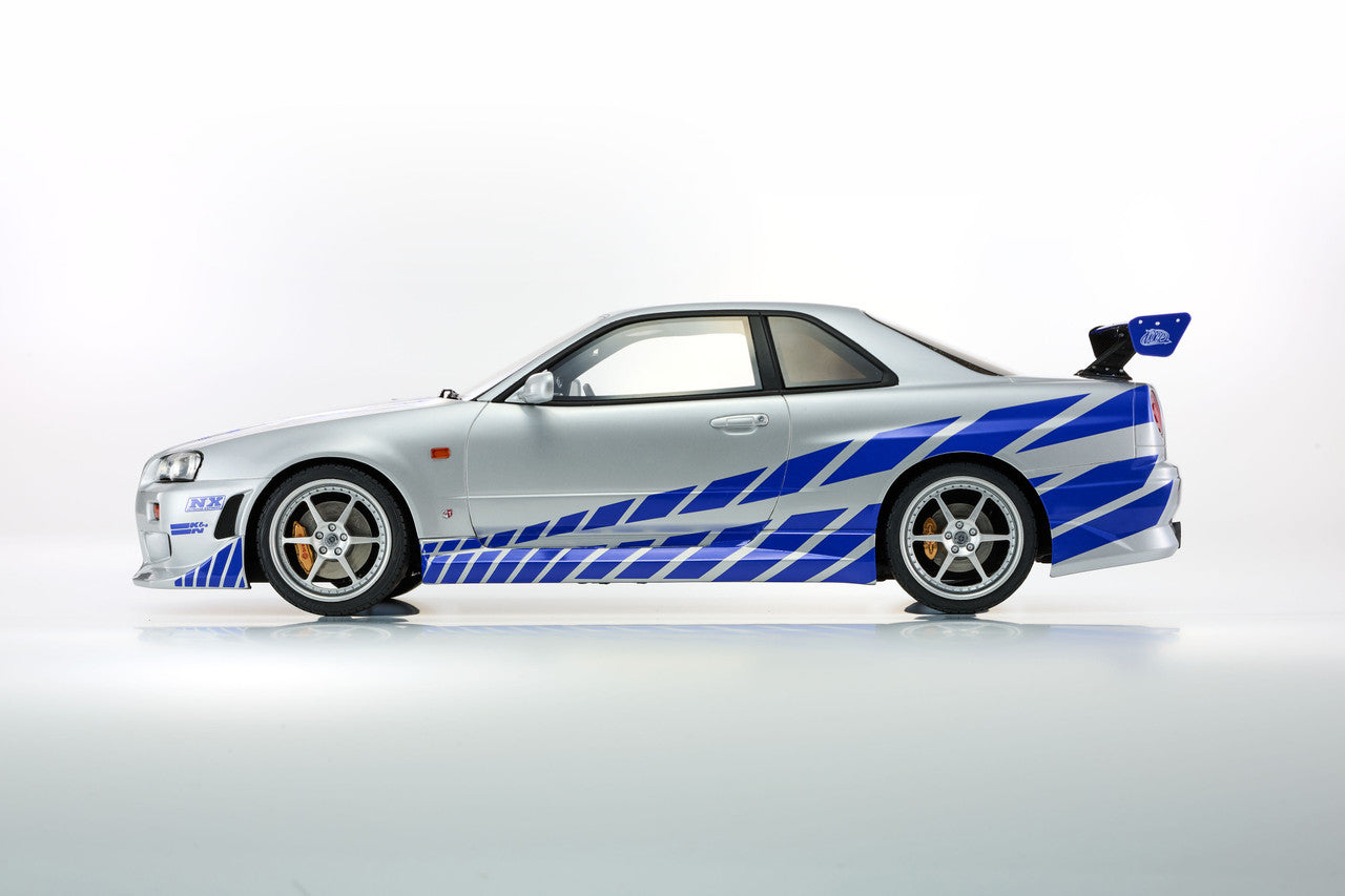 Kyosho 1999 Nissan Skyline GT-R (R34) "2 Fast 2 Furious" Silver & Blue 1:12