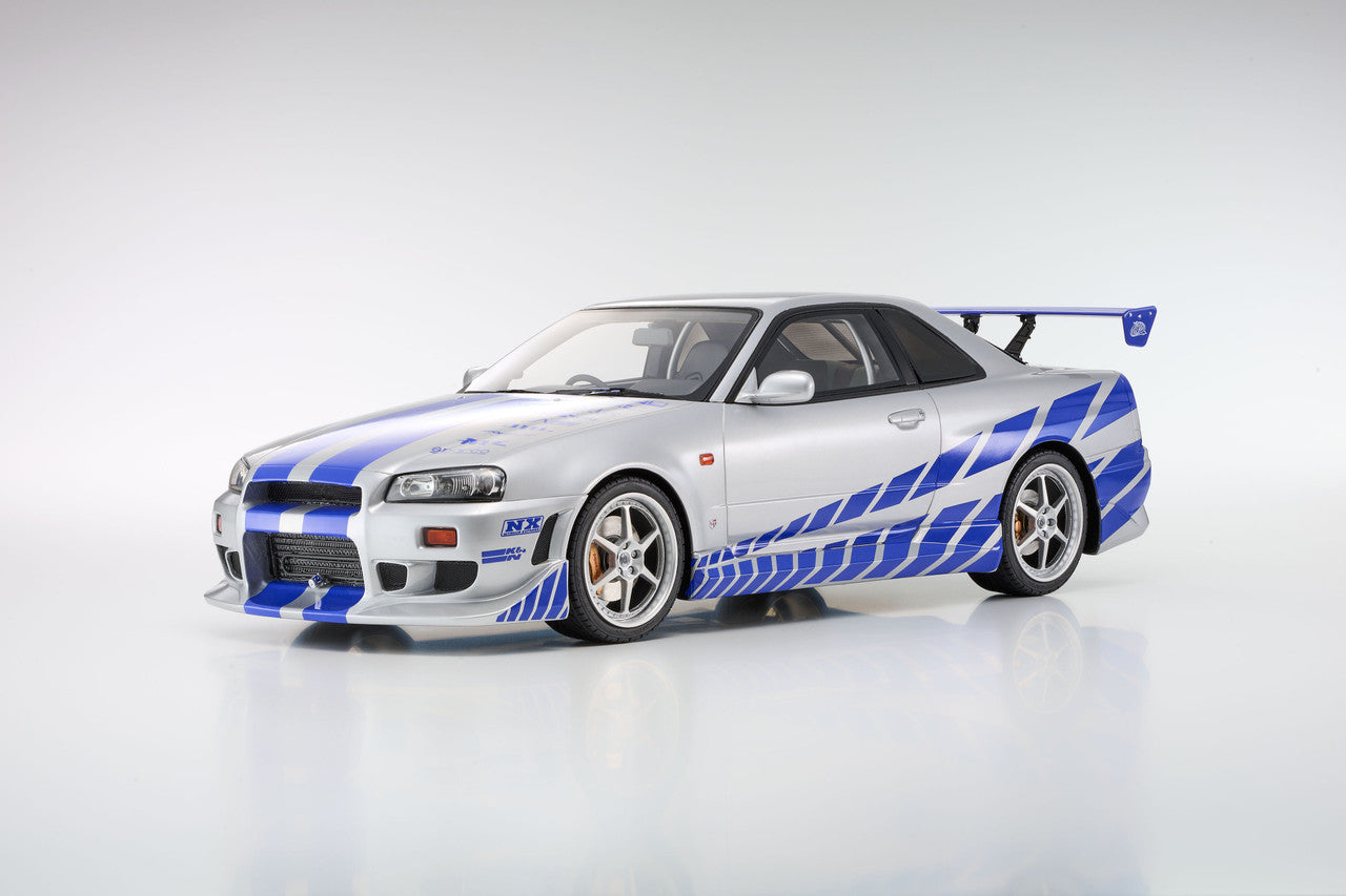 Kyosho 1999 Nissan Skyline GT-R (R34) "2 Fast 2 Furious" Silver & Blue 1:12