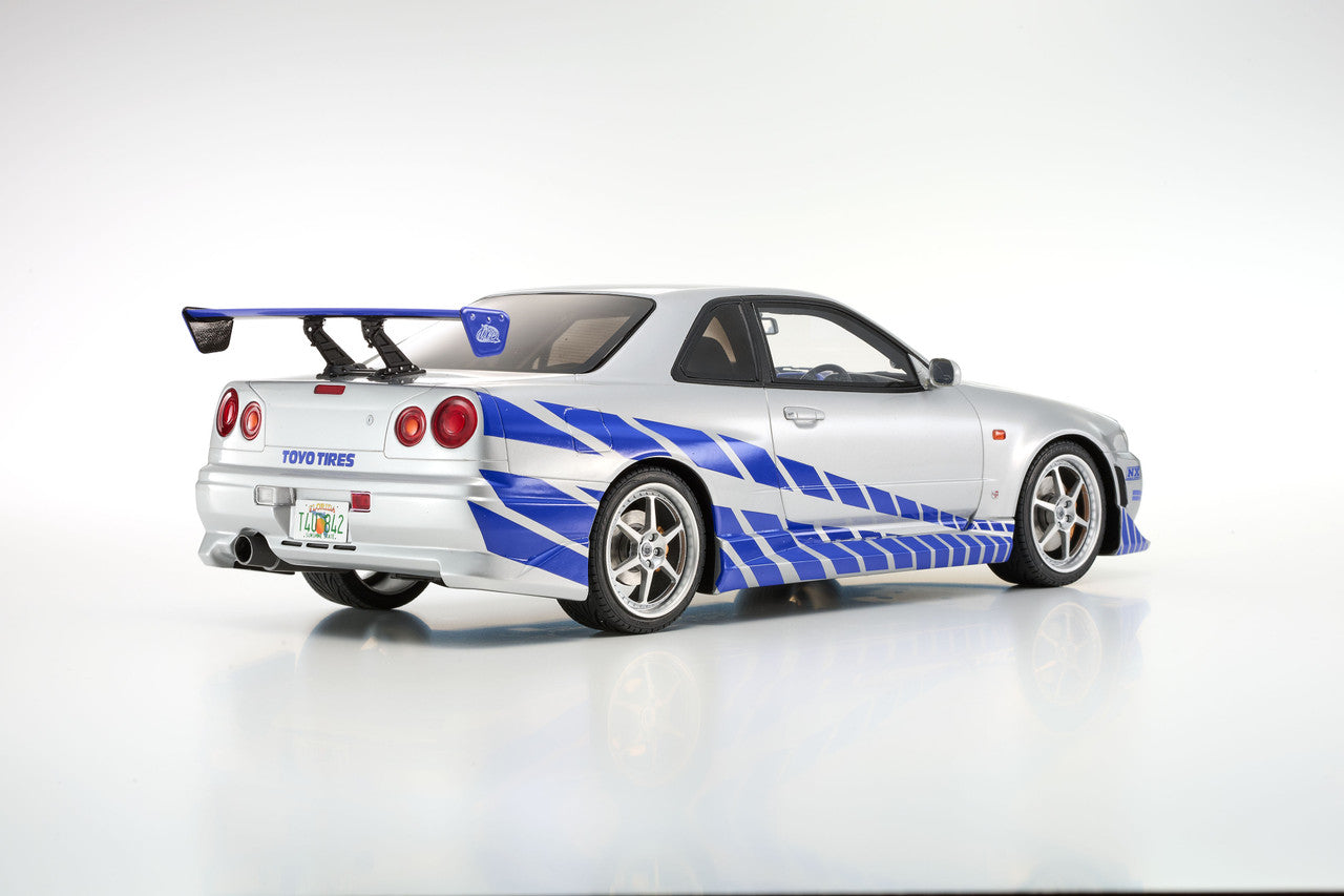 Kyosho 1999 Nissan Skyline GT-R (R34) "2 Fast 2 Furious" Silver & Blue 1:12