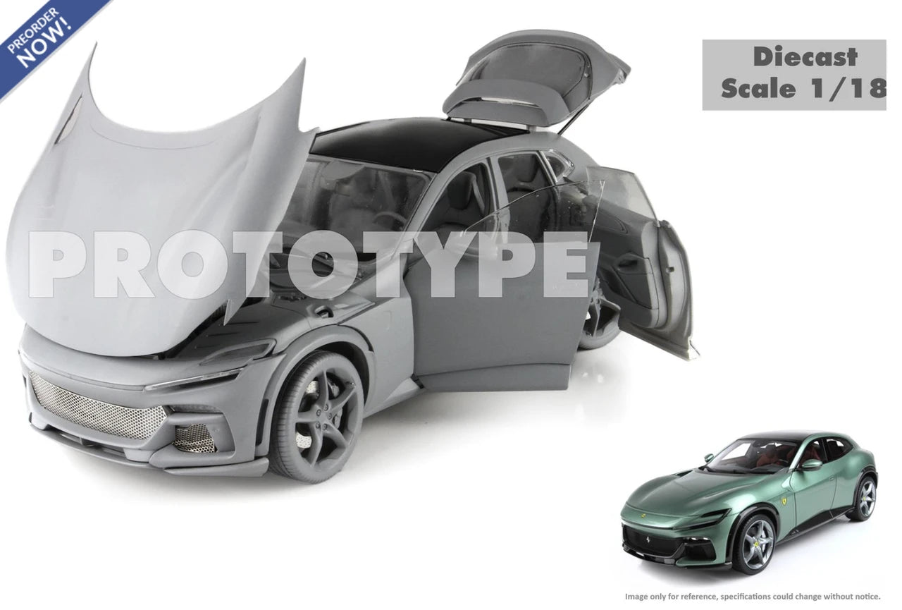 BBR 2023 Ferrari Purosangue Verde Dora (Light Green) WITH DISPLAY 1:18