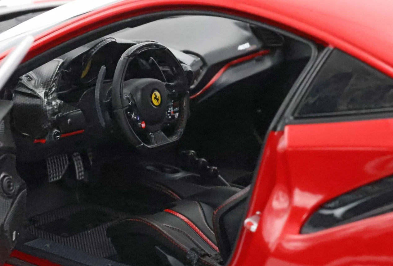 BBR Ferrari 488 Pista Rosso Corsa (Red) w/ Stripe 1:18 LUXURY PACK