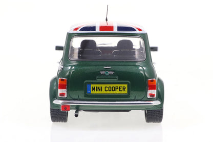 Solido 1997 Mini Cooper Sport British Racing Green & Flag 1:18
