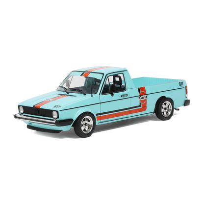 Solido 1982 Volkswagen MK 1 Caddy Pickup Oil Service Gulf Livery Blue 1:18